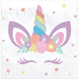 Unicorn Party Small Beverage Napkins, 16-pk Overhead_Flat