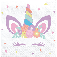 Serviettes à boissons pour fête d'anniversaire, fête de licorne, petit, paq. 16 Overhead_Flat