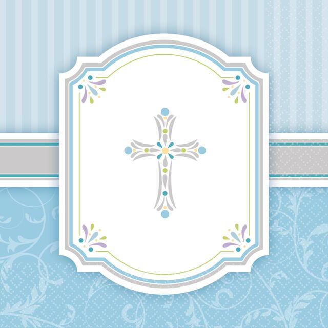 Blue Communion Blessings Beverage Napkins, 16-pk Front_Flat