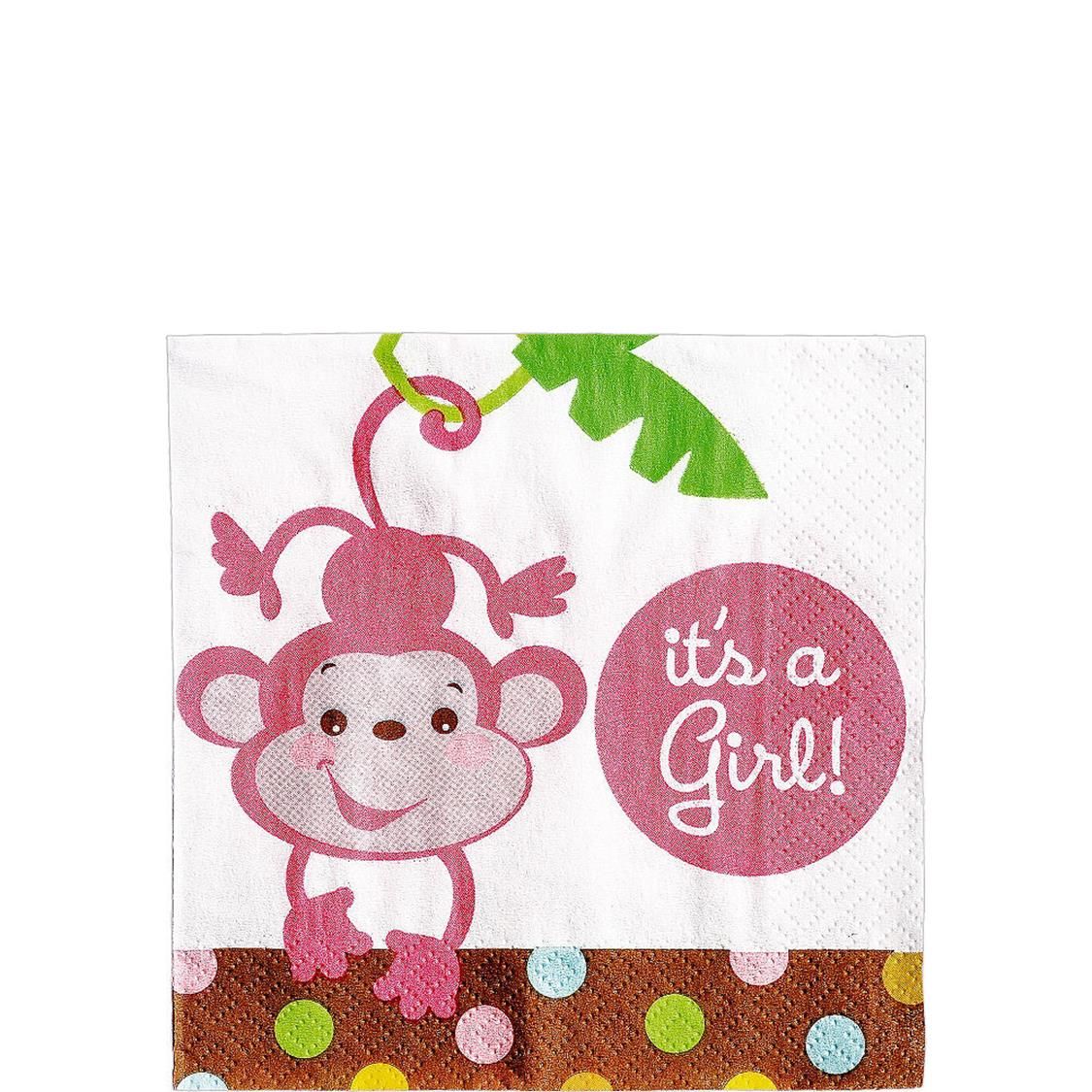 Fisher-Price Jungle Girl Baby Shower Beverage Napkins, 16-pk Overhead_Flat
