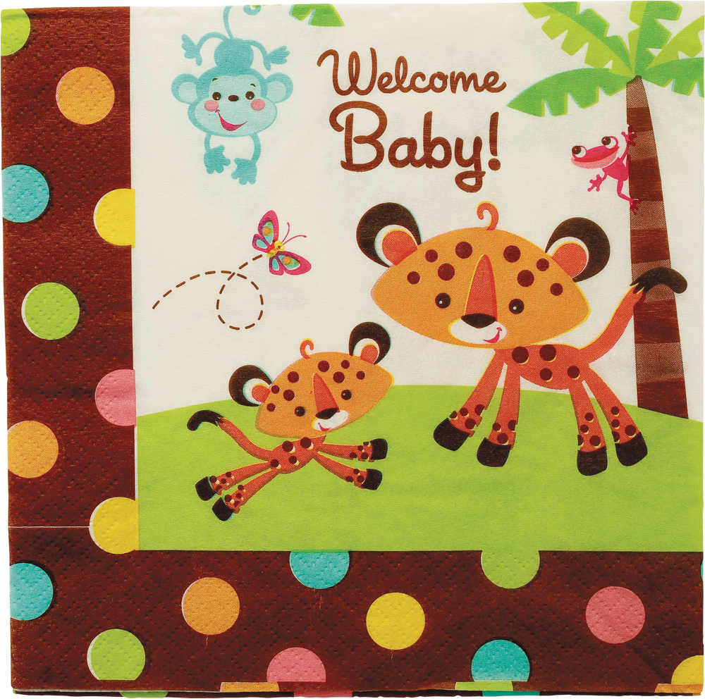 FisherPrice Jungle Baby Shower Beverage Napkins, 16pk Party City