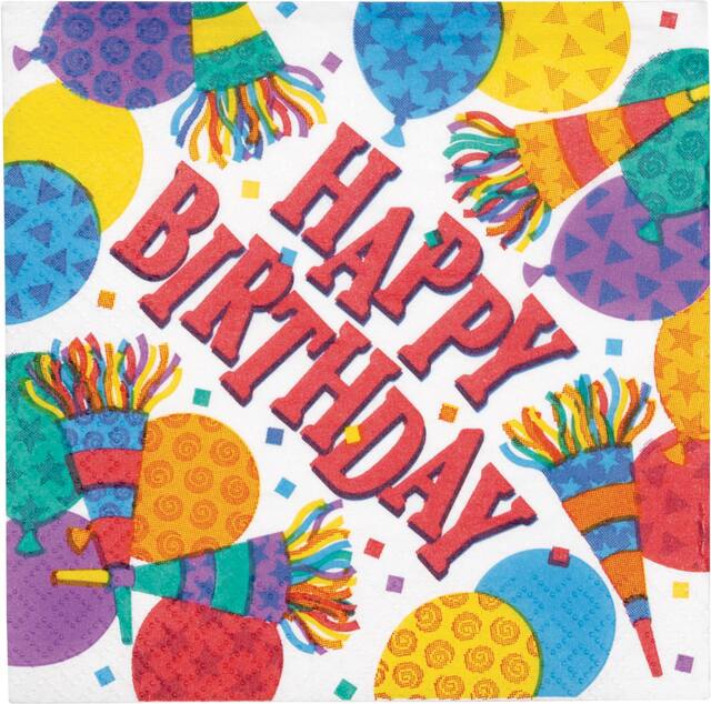 Horn Birthday Beverage Napkins, 16-pk Front_Flat