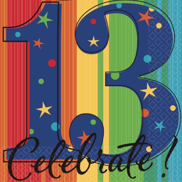 13th Birthday Celebration Beverage Napkins, 16-pk | Party City