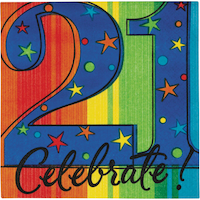 Celebrate 21st Birthday Napkin, 16-pk Front_Flat