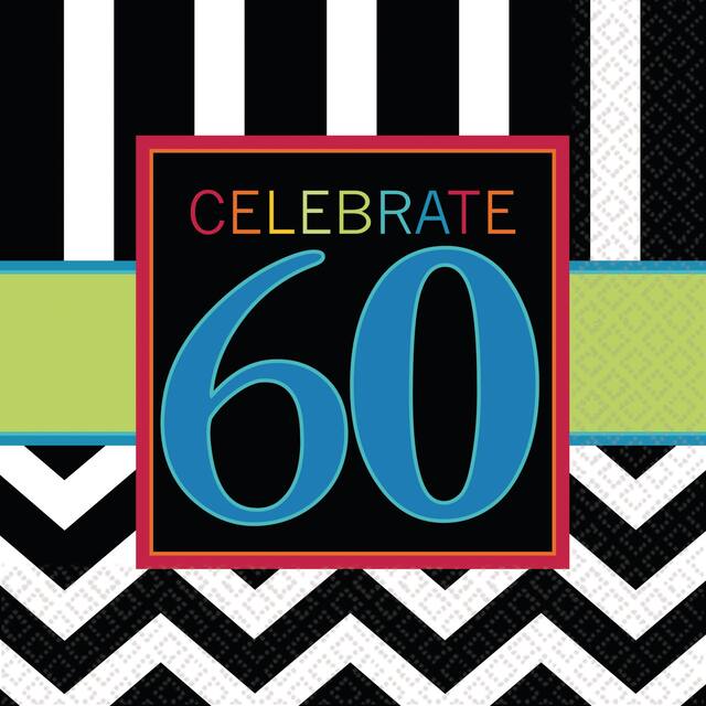 60th Birthday Napkins, 16-pk Front_Flat