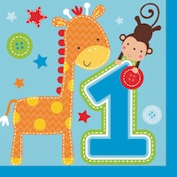 Boy Wild at One 1st Birthday Lunch Napkins, 16-pk Front_Flat