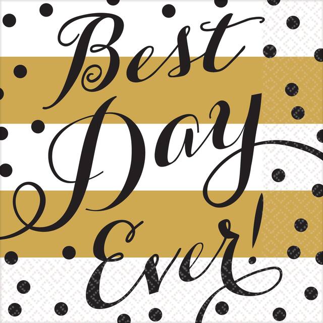 Serviettes de table de mariage Best Day Ever, paq. 16 Front_Flat
