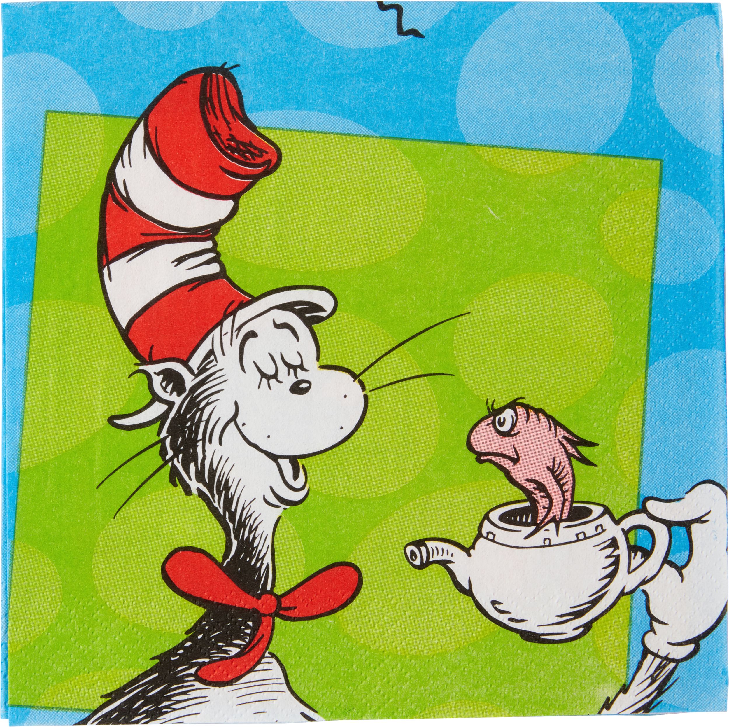 Serviettes de table pour fête d'anniversaire, Dr. Seuss, 6,5 po, paq. 16 Overhead_Flat