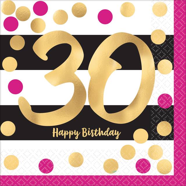 Metallic 30th Birthday Lunch Napkins, 16-pk Front_Flat