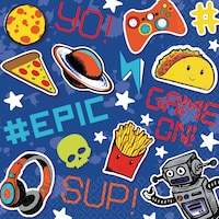 Serviettes de table Fête épique pour anniversaires, grand, 6,5 po, paq. 16 Overhead_Flat