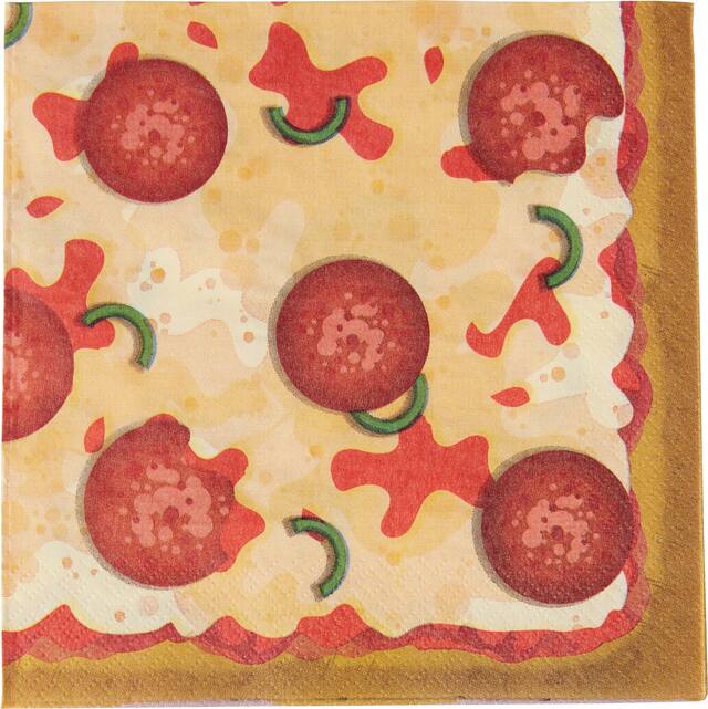 Pizza Party Small Beverage Napkins for Birthdays, 5-in, 16-pk Overhead_Flat