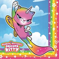 Serviettes de table Arc-en-ciel Papillon Licorne Chaton, paq. 16 Overhead_Flat