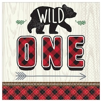 Little Lumberjack 1st Birthday Lunch Napkins, 16-pk Overhead_Flat