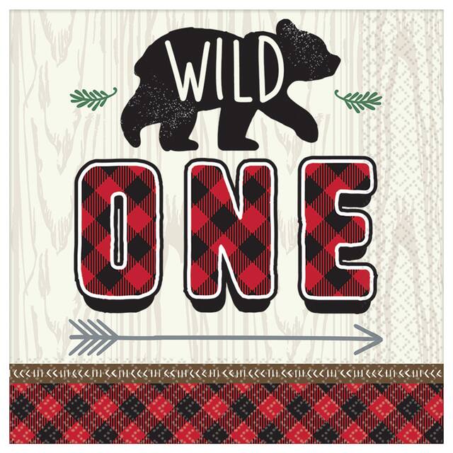 Serviettes de table Petit bûcheron 1er anniversaire, paq. 16 Overhead_Flat