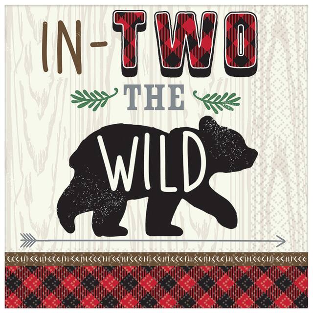 Little Lumberjack 2nd Birthday Lunch Napkins, 16-pk Overhead_Flat
