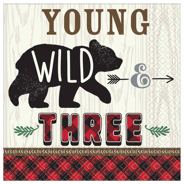 Serviettes de table Petit bûcheron 3e anniversaire, paq. 16 Overhead_Flat