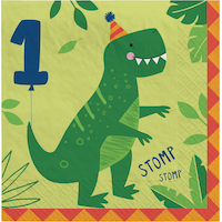 Dino-Mite Dinosaur 1st Birthday Party Lunch Napkins, 16-pk Front_Flat