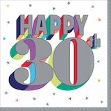 Serviettes de table 30e anniversaire, paq. 16 Overhead_Flat