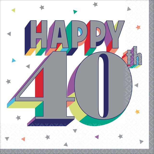 Serviettes de table 40e anniversaire, paq. 16 Overhead_Flat