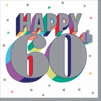Here's to 60 Birthday Lunch Napkins, 16-pk Overhead_Flat