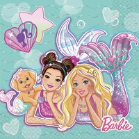 Serviettes de table en papier Barbie sirène, paq. 16 Overhead_Flat