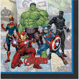 Serviettes de table carrées jetables en papier pour fête d'anniversaire Marvel Avengers Powers Unite, multicolore, 6,5 po, paq. 16, 2 épaisseurs Front_Flat