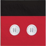 Disney Mickey Mouse Square Paper Disposable Lunch Napkins, Red/Black, 6.5-in, 16-pk, 2-ply, for Birthday Party Front_Flat