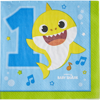 Serviettes de table à motif de bébé requin pour 1er anniversaire, paq. 16 Overhead_Flat