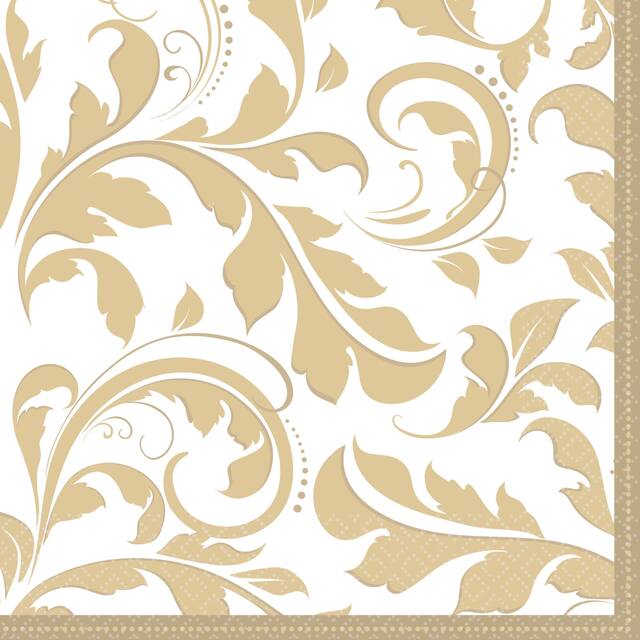Golden Wedding Lunch Napkins, 16-pk Front_Flat