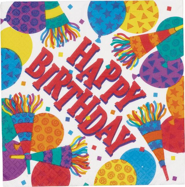 Horn Birthday Lunch Napkins, 16-pk Overhead_Flat