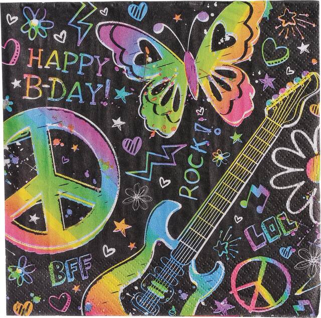 Neon Doodle Lunch Napkins, 16-pk Front_Flat
