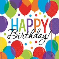 Serviettes de table de ballon arc-en-ciel pour anniversaire, paq. 125 Front_Flat