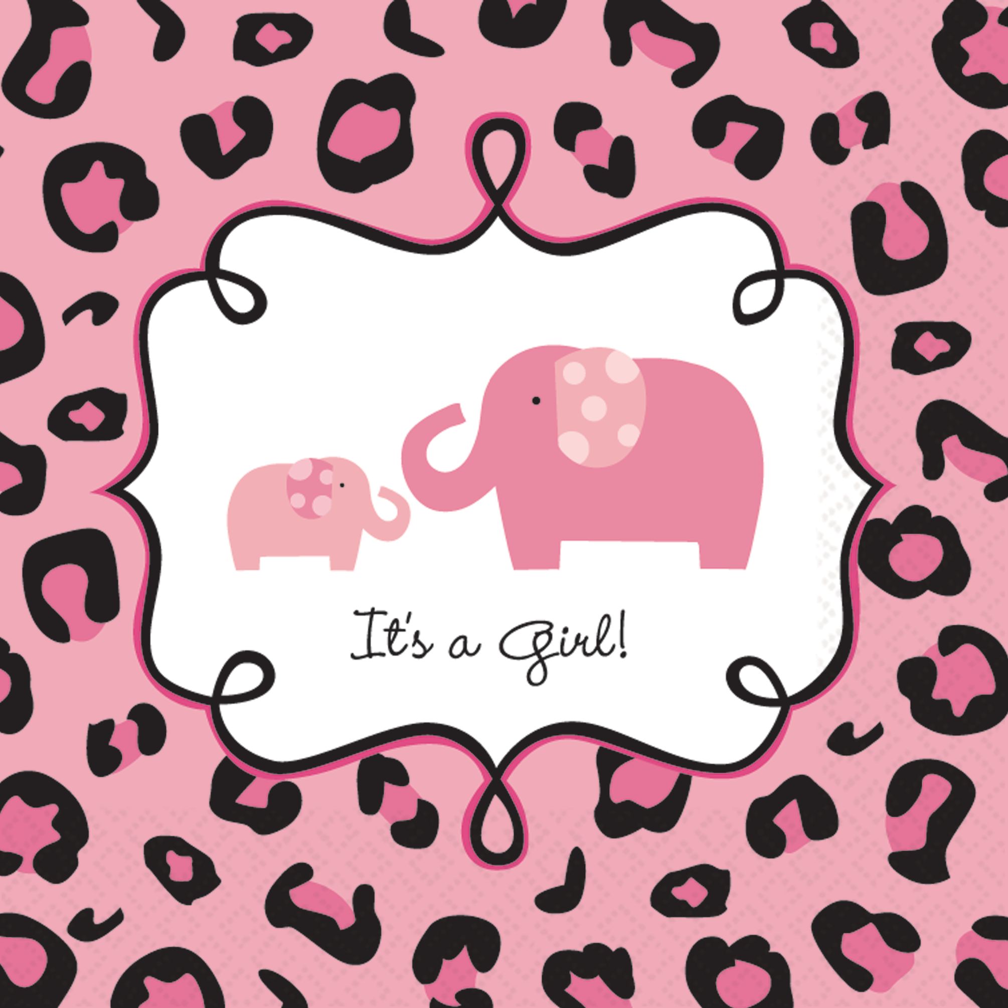 Pink Safari Baby Shower Beverage Napkins, 36-pk Front_Flat