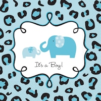 Serviettes de table pour boisson pour fête prénatale à thème safari, bleu, paq. 36 Front_Flat