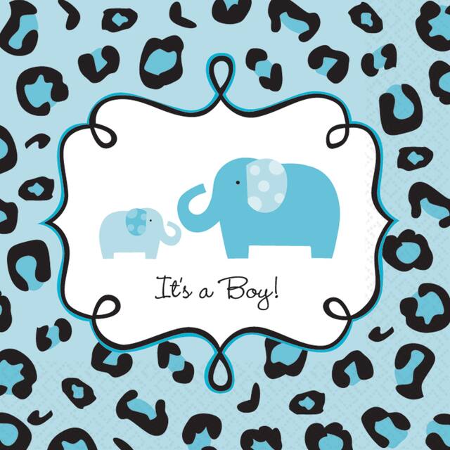 Blue Safari Baby Shower Beverage Napkins, 36-pk Front_Flat