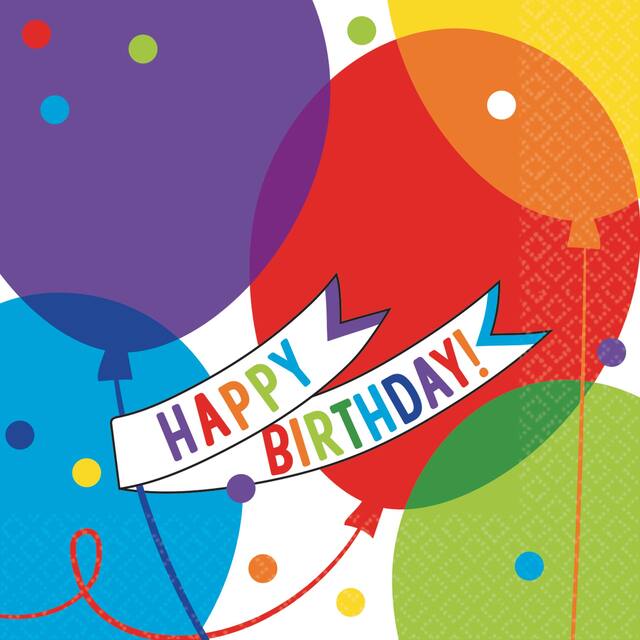 Serviettes de table pour boissons, ballon d'anniversaire, paq. 36 Front_Flat