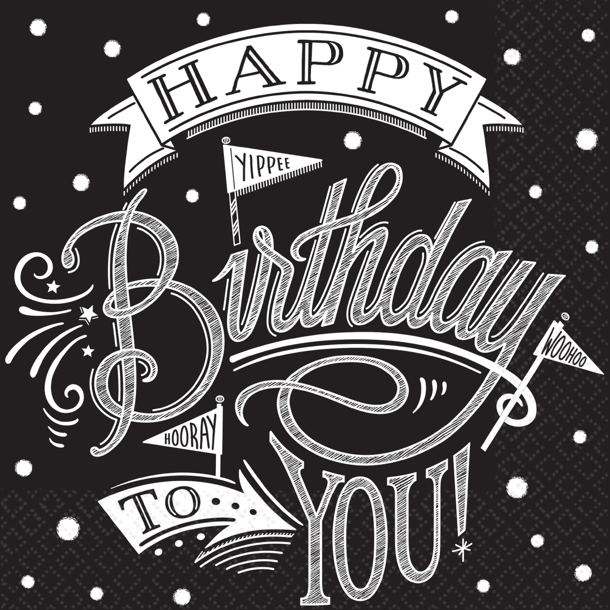 Chalkboard Dots Birthday Beverage Napkins, 36-pk Front_Flat