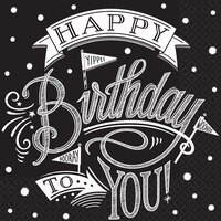 Serviettes de table pour boisson à pois avec motif de tableau pour anniversaire, paq. 36 Front_Flat