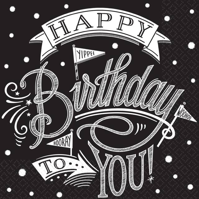 Serviettes de table pour boisson à pois avec motif de tableau pour anniversaire, paq. 36 Front_Flat