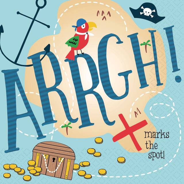 Pirate Shark Birthday Party Paper Napkins, 36-pk Overhead_Flat