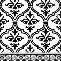 Serviettes à boissons damassées noir et blanc, paq. 36 Front_Flat