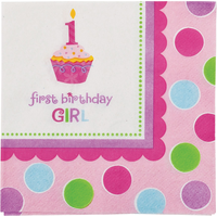 Serviettes pour boissons Petit gâteau, rose, paq. 36 Front_Flat