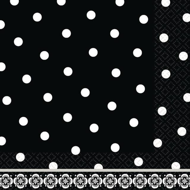 Black and White Damask Lunch Napkins, 36-pk Front_Flat