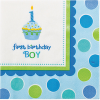 Cupcake Boy Lunch Napkins, 36-pk Front_Flat