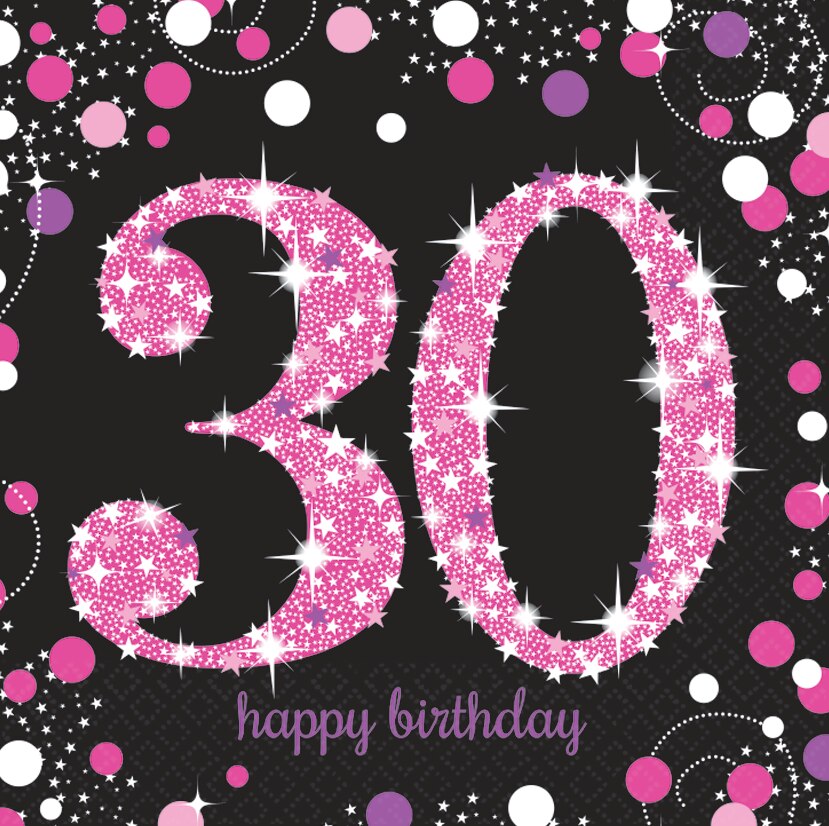 Pink Sparkling Celebration 30th Birthday Lunch Napkins, 16-pk | Party City