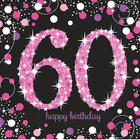 Pink Sparkling Celebration 60th Birthday Lunch Napkins, 16-pk Front_Flat