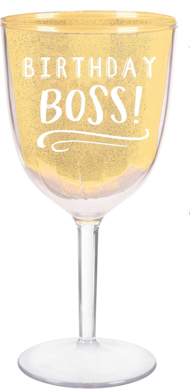 Glitter Gold Birthday Boss Wine Glass Front_Flat