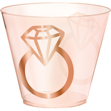 Gobelets en plastique à anneau, rose pâle et rose or, paq. 30 Front_Elevated