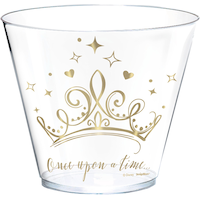 Metallic Disney Once Upon a Time Birthday Party Plastic Cups, Clear/Gold, 8-pk Front_Elevated