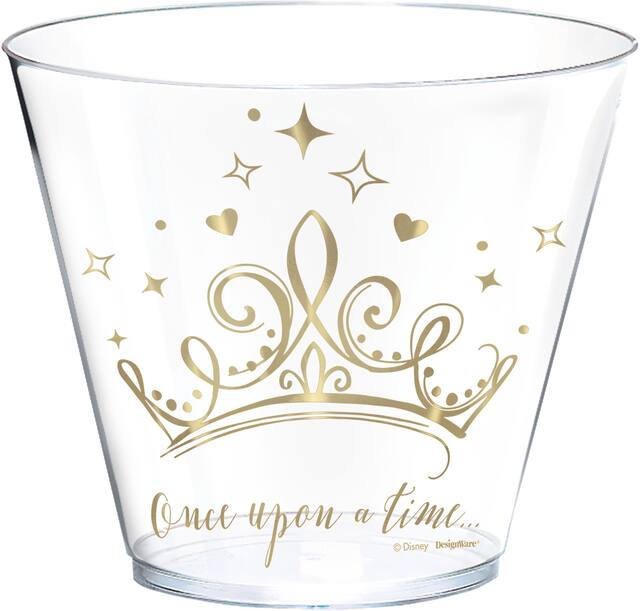 Metallic Disney Once Upon a Time Birthday Party Plastic Cups, Clear/Gold, 8-pk Front_Elevated